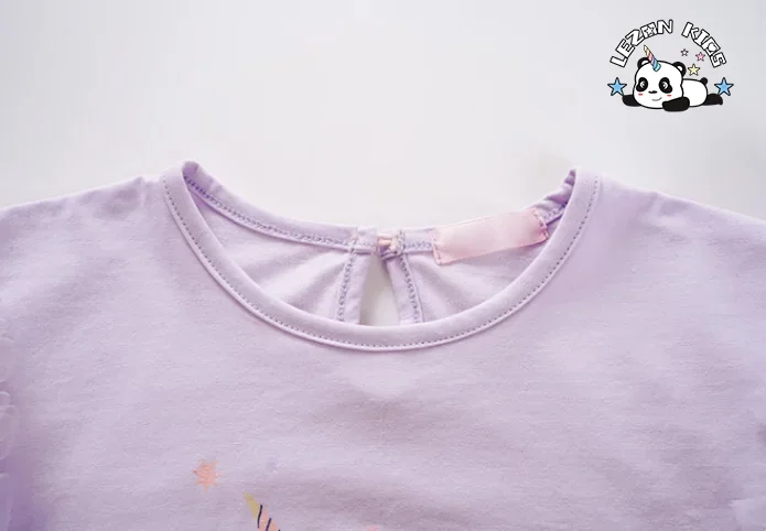 LEZONKIDS - New Design Two Piece Girl Princess Lace unicorn  Printing Suit Dress T-shirt Tutu Skirt for Girls